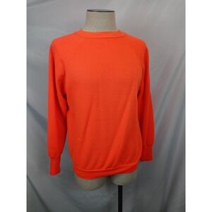 Vintage 90s Blaze Orange Sweatshirt Mens L Signal Made in USA Hunting Raglan